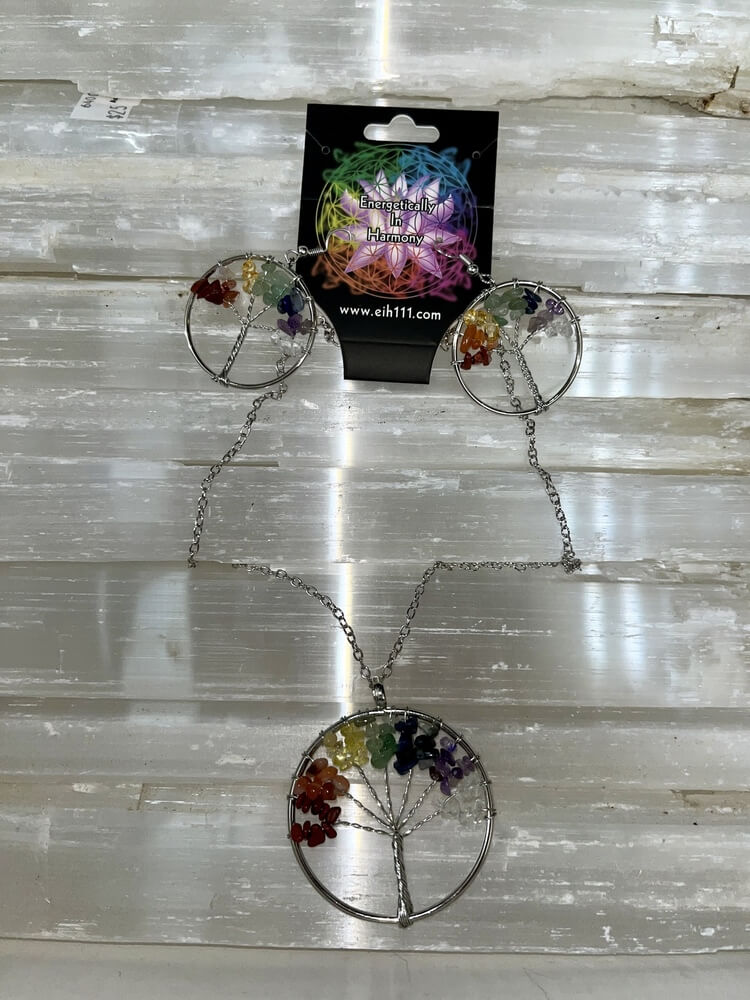 Sold Out - On Backorder: Chakra Tree Necklace Earring Set