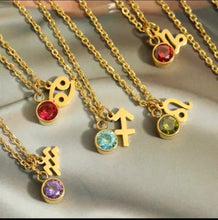 Load image into Gallery viewer, Birthstone and Zodiac Necklace