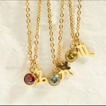 Load image into Gallery viewer, Birthstone and Zodiac Necklace