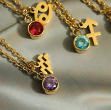 Load image into Gallery viewer, Birthstone and Zodiac Necklace