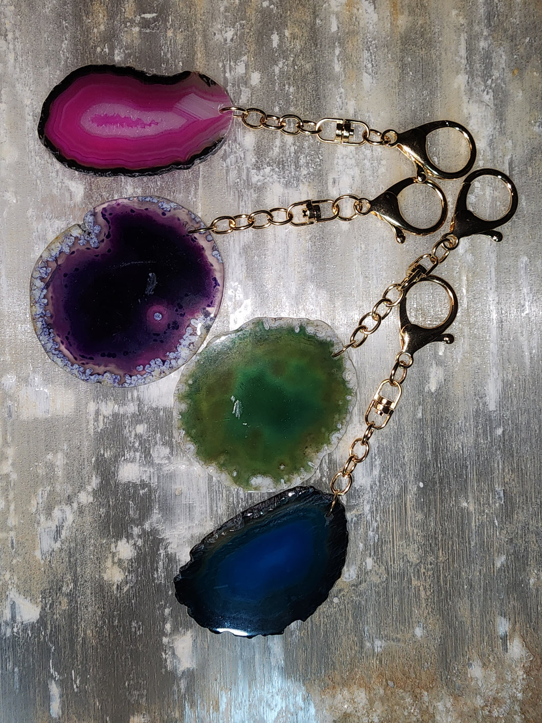 Agate Keychain Dyed