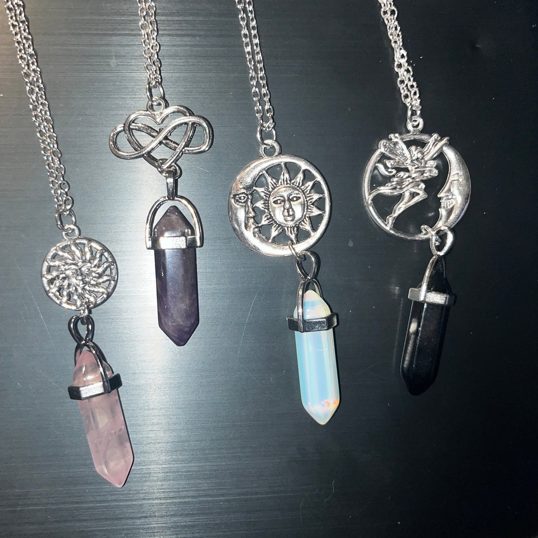 Opalite Point Necklace with Charm