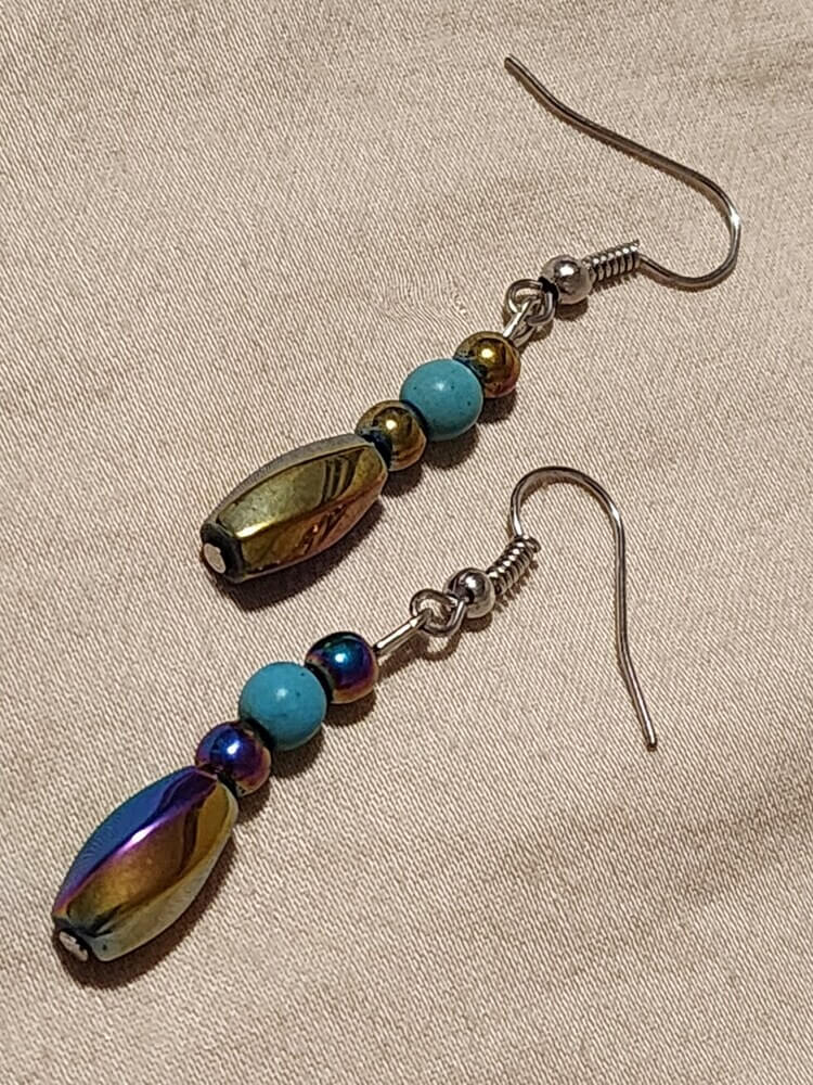 Rainbow Hematite Earring