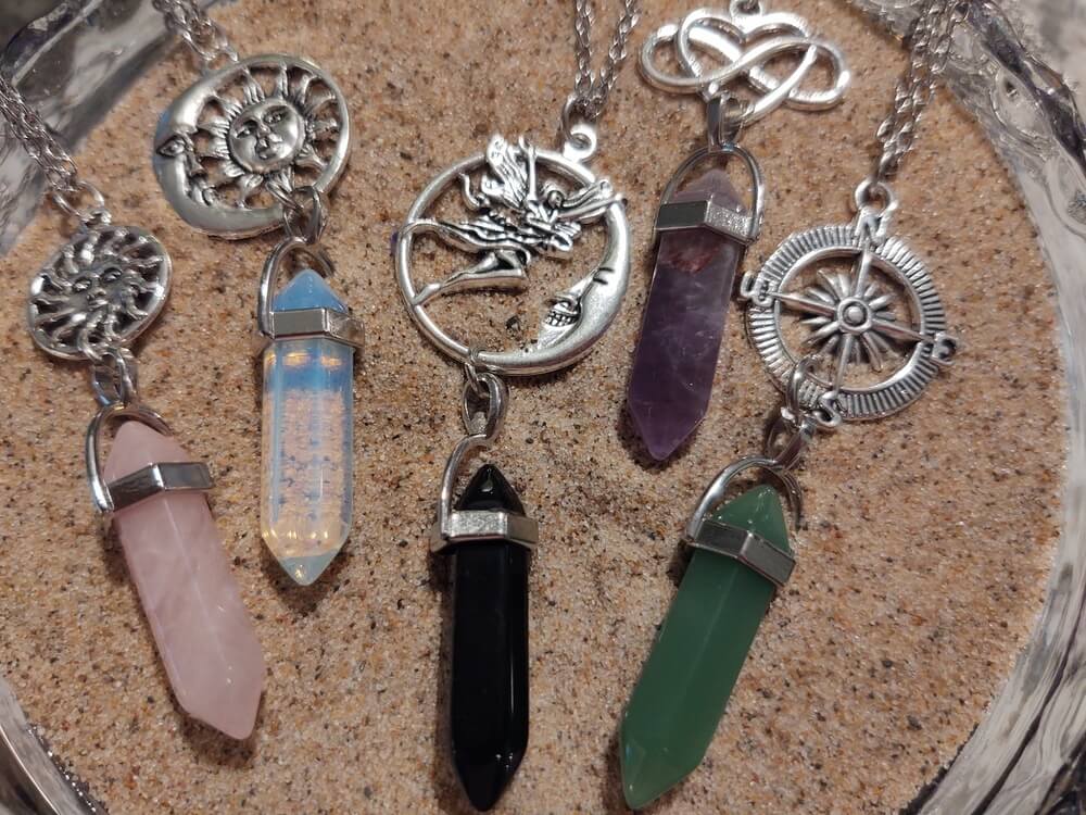 Opalite Point Necklace with Charm