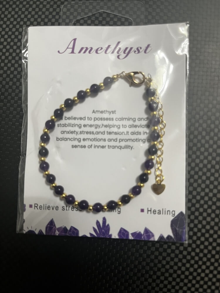 Amethyst Bead Bracelet Adjustable