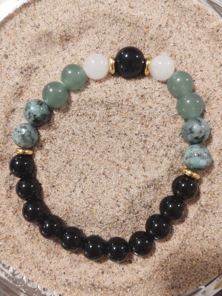 Black Obsidian/Emerald/Green Aventurine/Quartz Bracelet