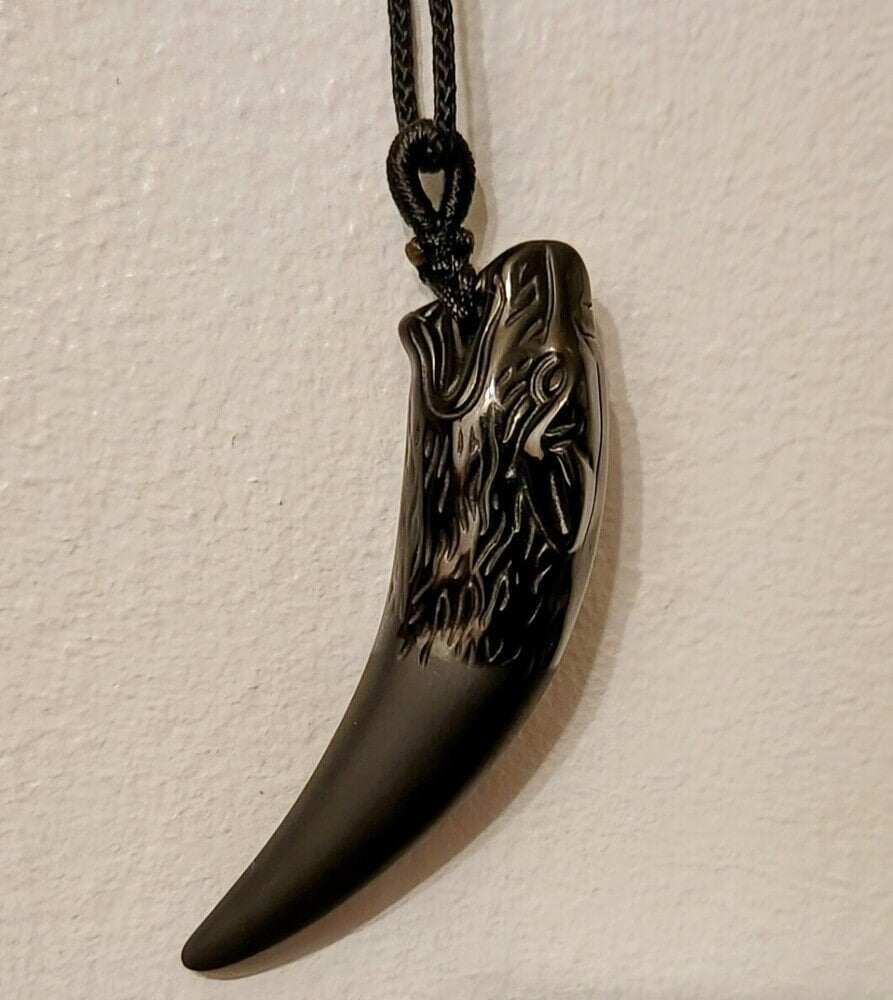 Black Obsidian Wolf Necklace