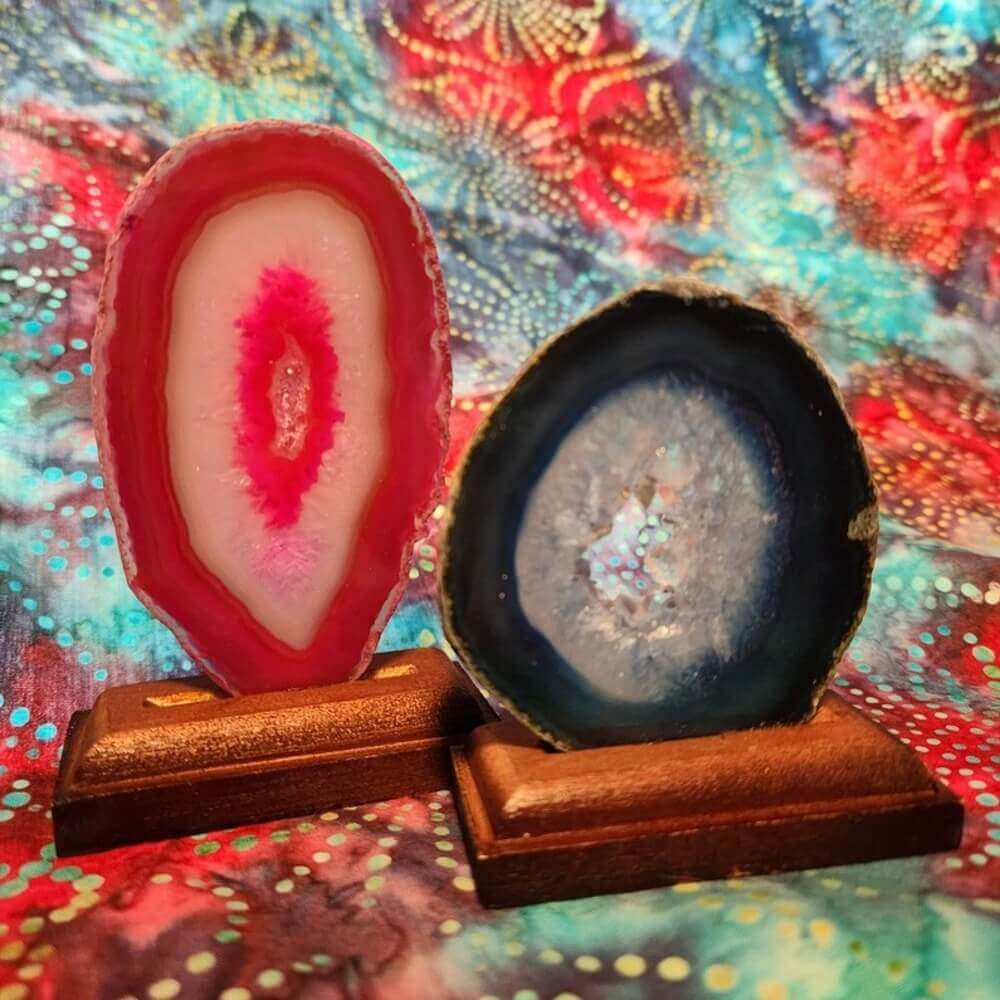 Dyed Geode on Wood Stand