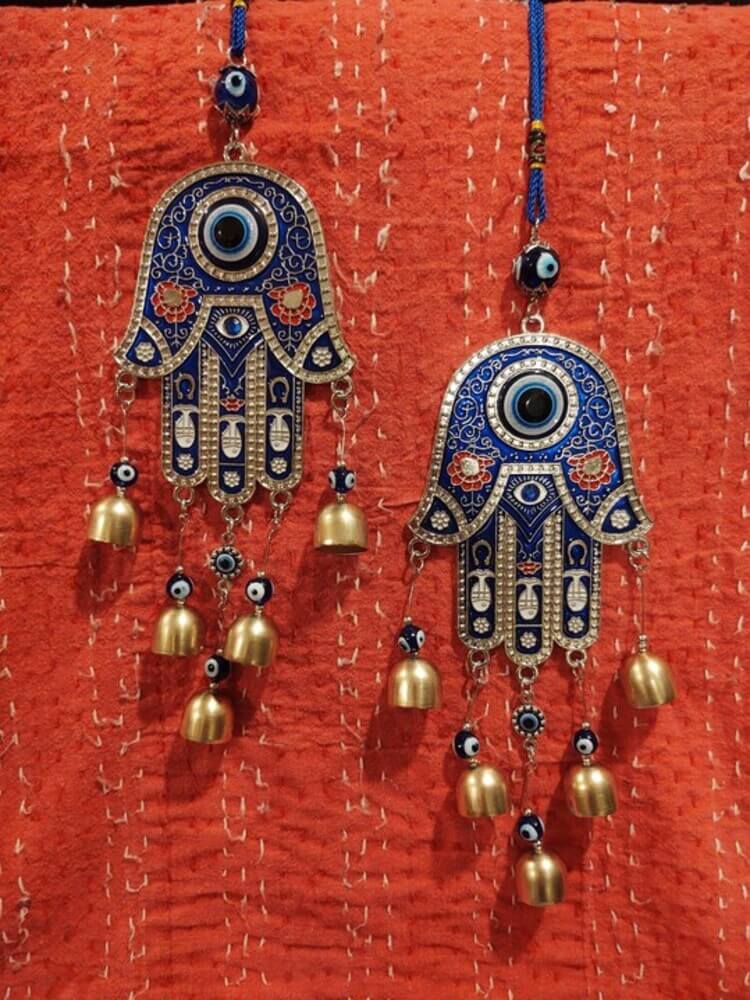 Evil Eye Hamsa Hanger with Bells