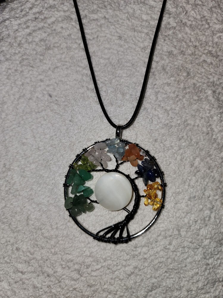 Chakra Tree of Life Necklace with Moon