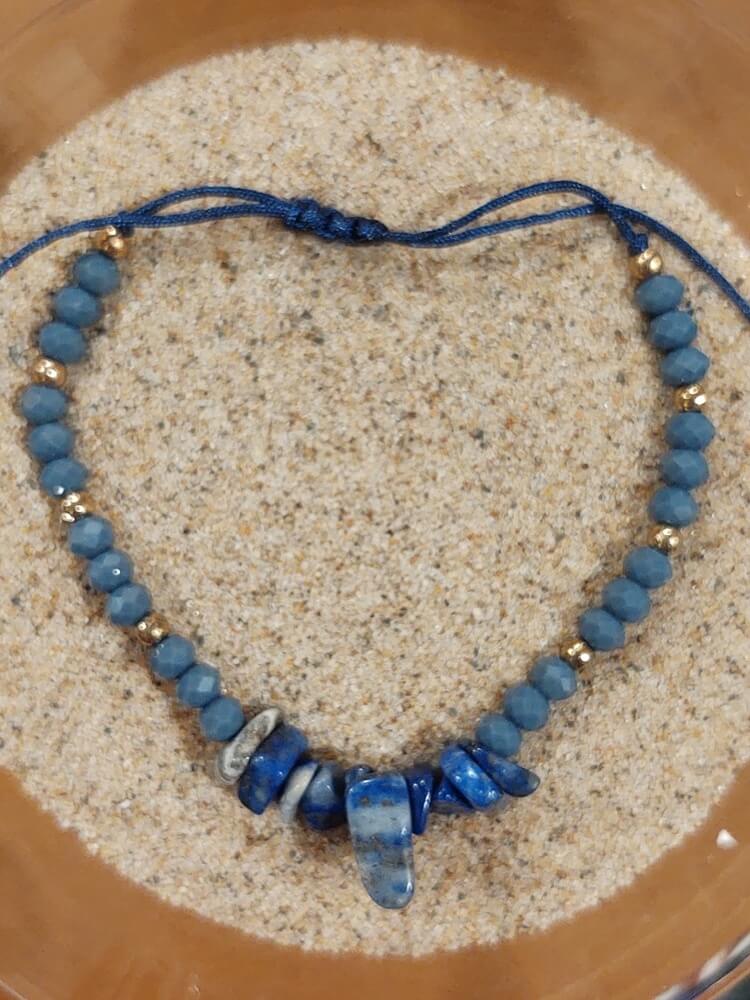 Faceted Bead and Chip Bracelet Adjustable