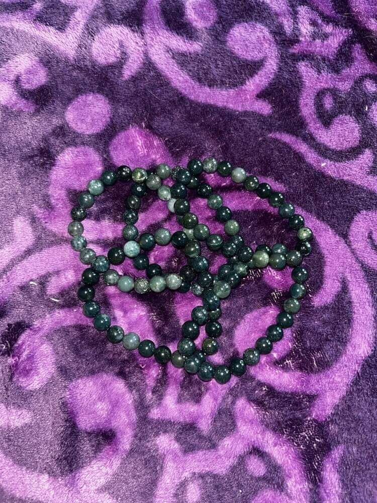 Moss Agate Bead Bracelet