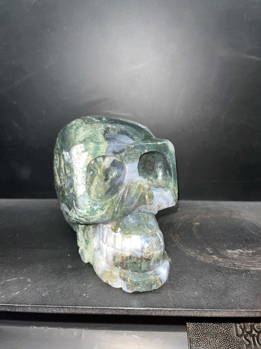 Moss Agate Skull