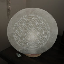 Load image into Gallery viewer, Selenite Flower of Life Lamp Round
