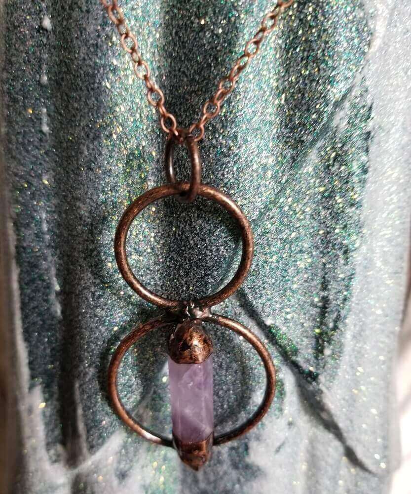 Amethyst Point Double Hoop Necklace