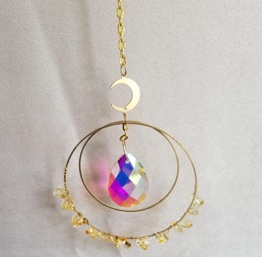 Double Hoop Sun Catcher with Moon Accents