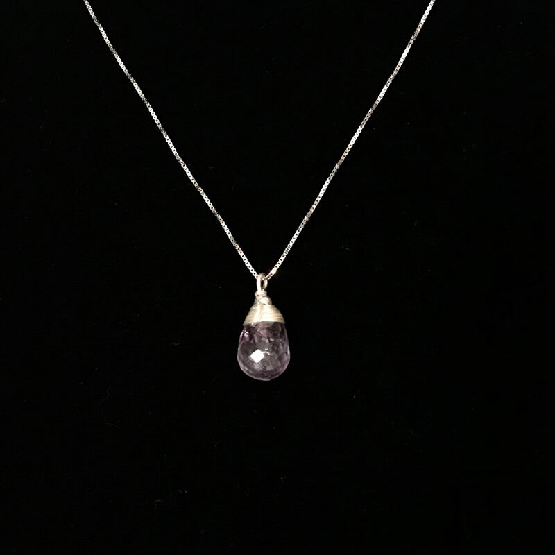 Amethyst Necklace Faceted Drop