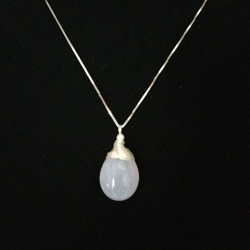 Blue Chalcedony Necklace Drop