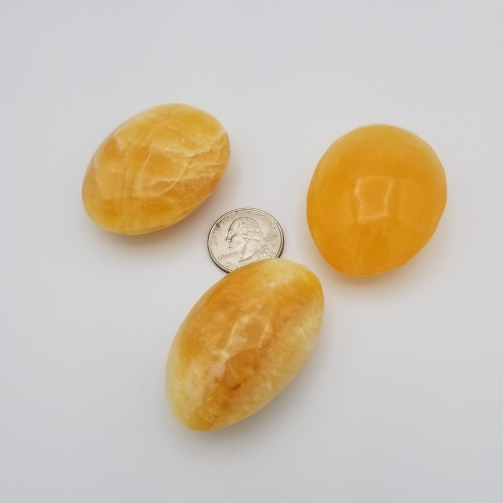 Orange Calcite Palm Stones